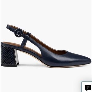 Donald Pliner Navy Blue Nappa Leather Song Slingback Pumps